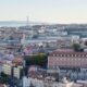 Aerial photo of Lisbon covered in buildings