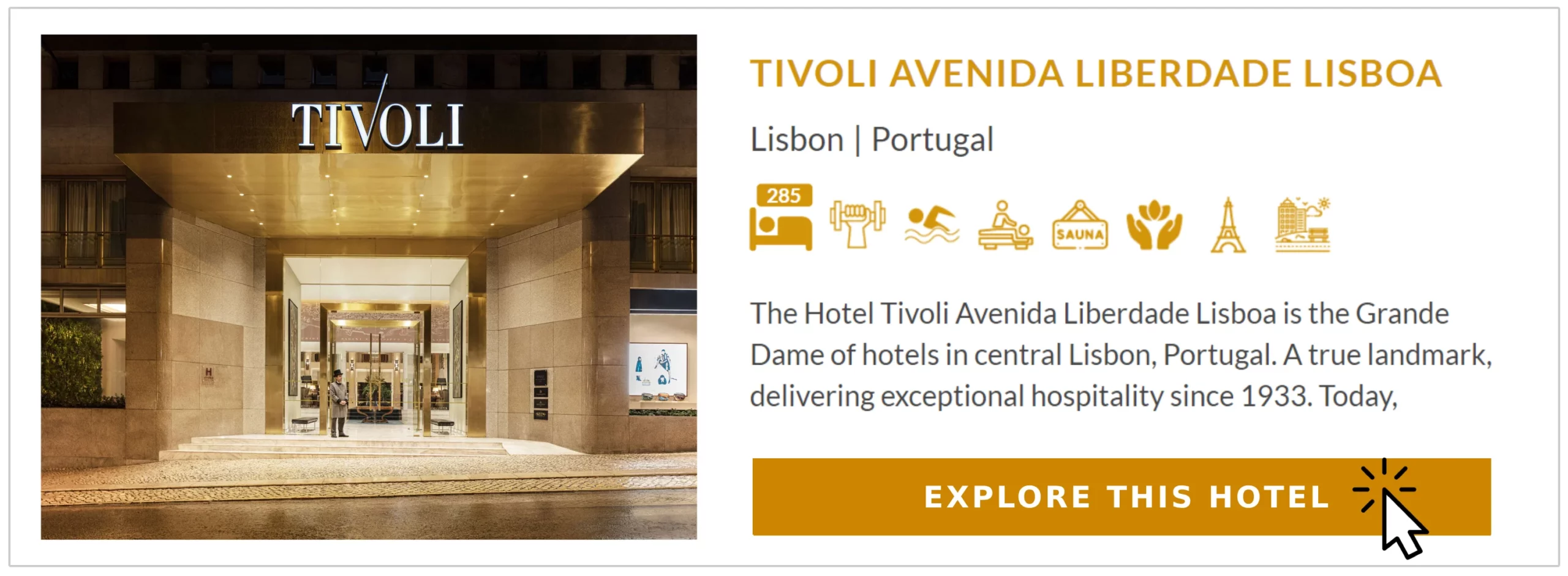 Tivoli hotel in Lisbon entrance