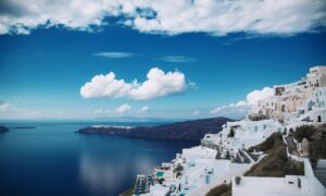 Beautiful view to the sea with houses